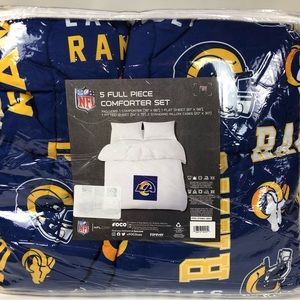 Los Angeles LA Rams 5 Piece NFL Full Bed Comforter Bedding Set Sheet Pillow Case